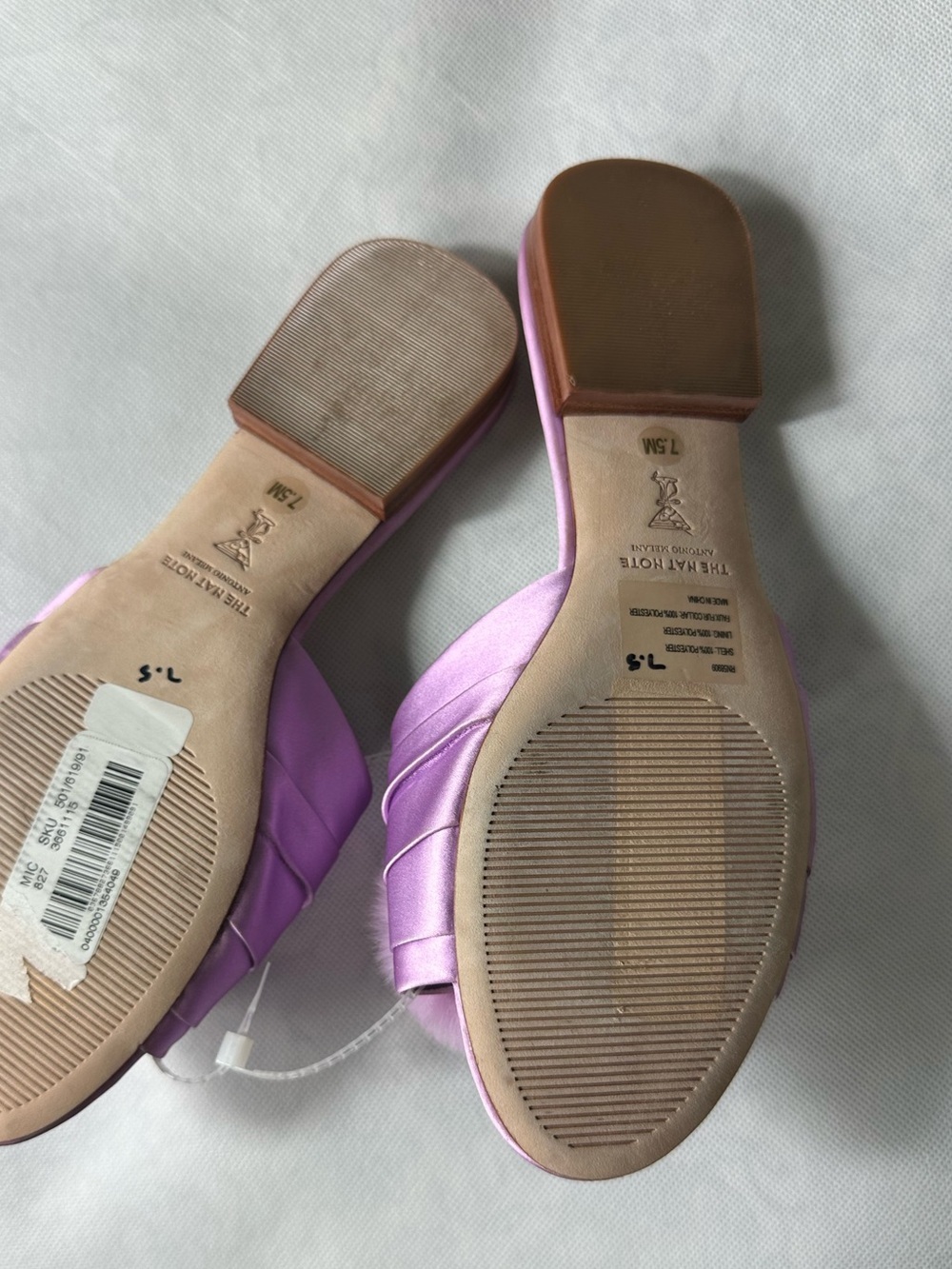 ANTONIO MELANI Lilac Pom-Pom Satin Slide Mules - Picture 8 of 10